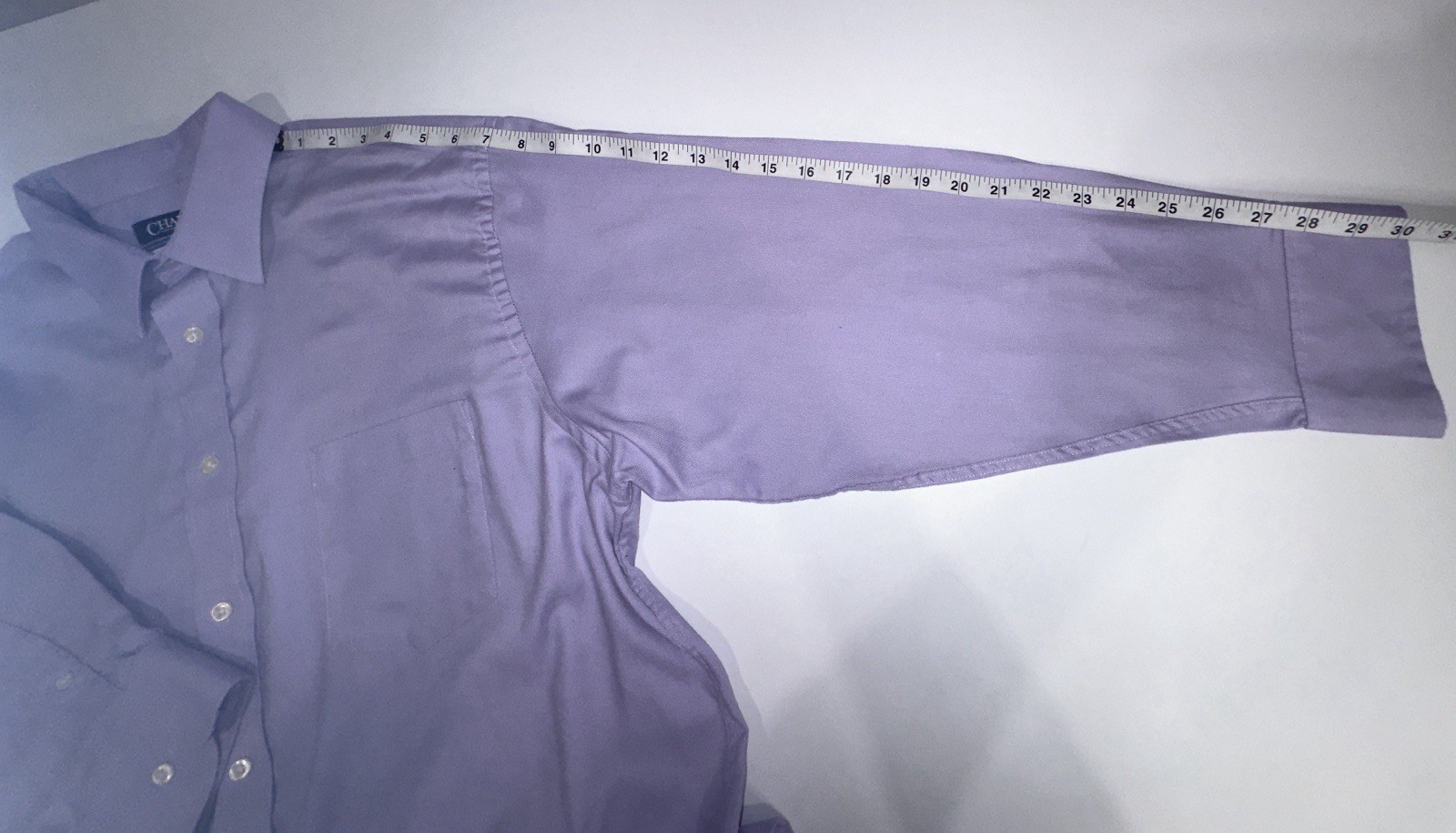 CHAPS Men’s Dress Shirt 17.5 32/33 Regular Fit Lavender Purple Wrinkle Free L/S