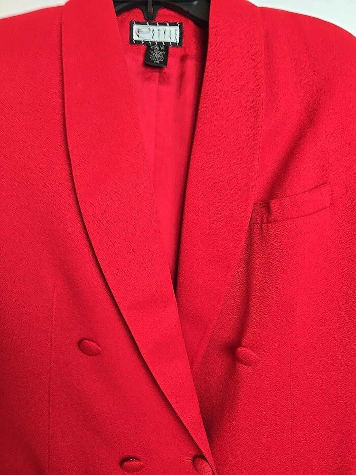 E Style Jacket Ladies Red 8 button design DBB Blazer Size 12 Front Pockets Wrap