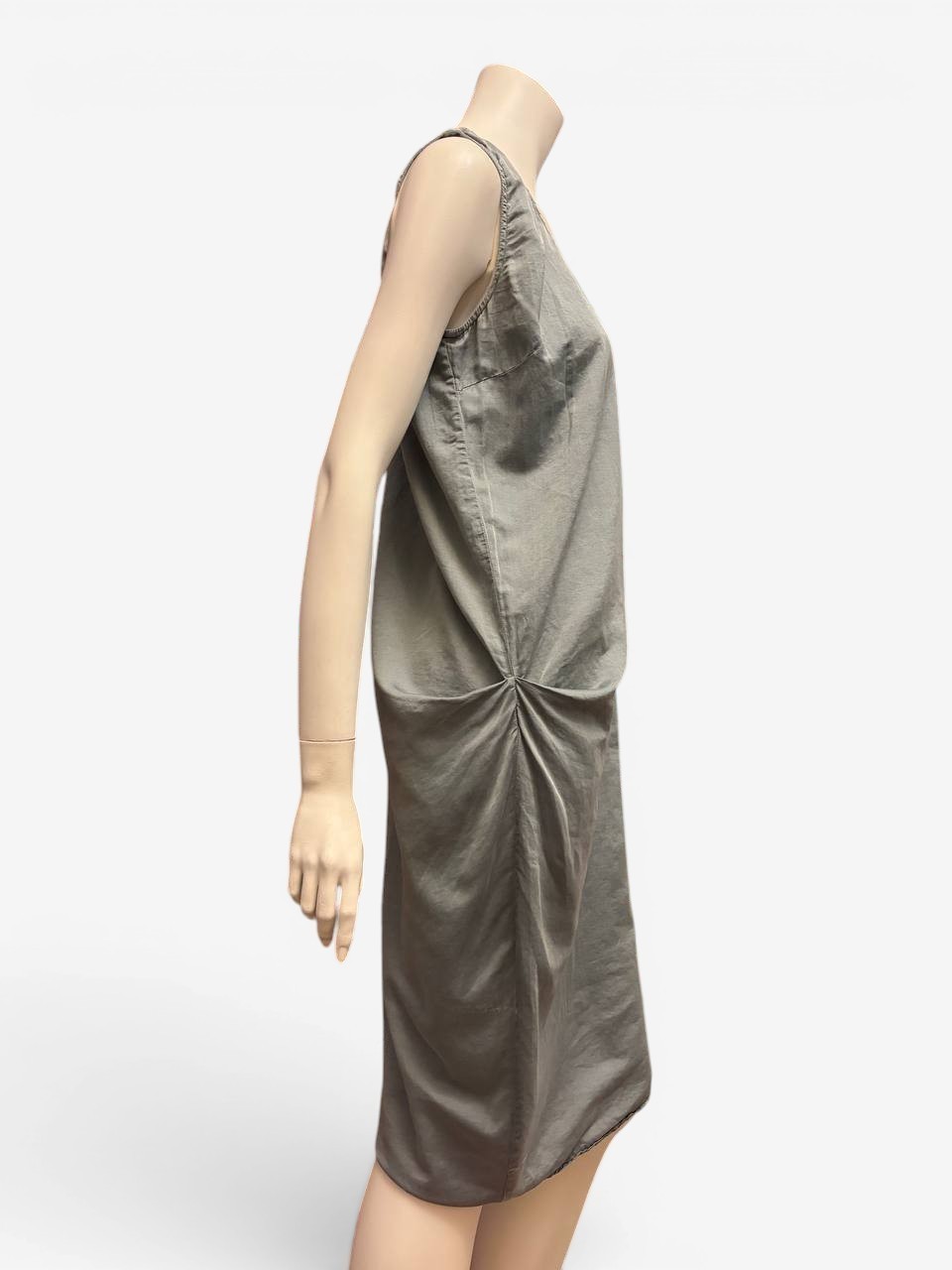 MM6 Margiela Cotton Silk Satin Midi Dress Sleeveless Gray IT 46 Made Italy