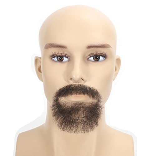 Fake Beard and Goatee Brown Synthetic Fiber Lace Base Hand Knoted Dark Brown