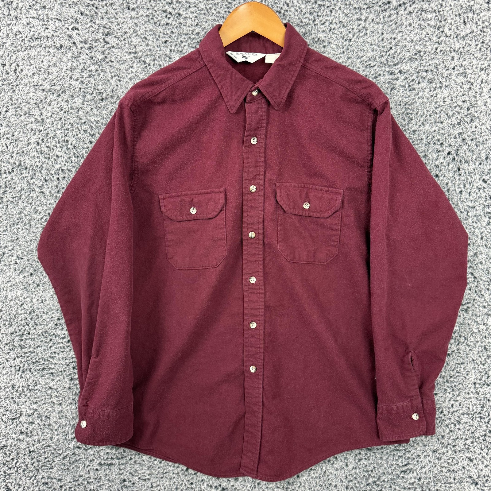 Black Duck Shirt Mens XL Red Chamois Flannel Button Up Two Pocket Made USA