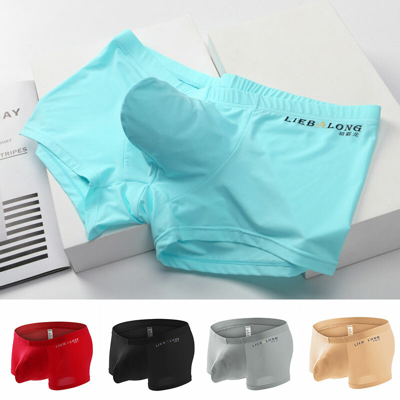 Men’s Underwear Boxer Briefs Ice Silk Shorts Panties Bulge Pouch Underpants 🔥