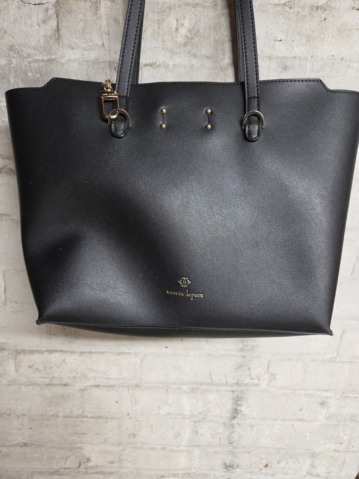 Nanette Lepore Black PU Leather Shoulder Bag With Clip On Wallet