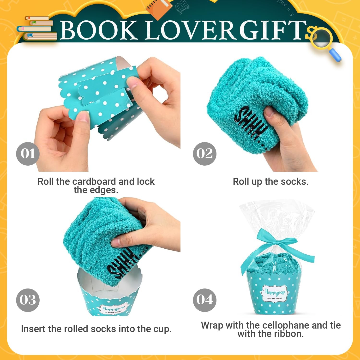 HAPPYPOP Book Lover Gifts for Adults – Funny Medium, Fuzzy Reading Green
