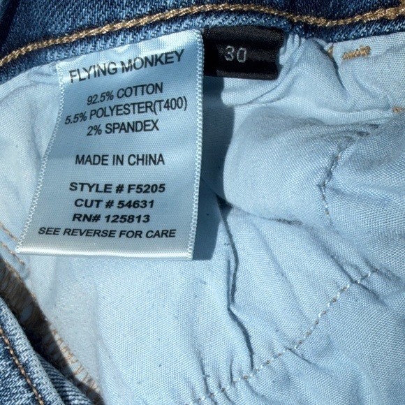 Flying Monkey Womens Straight Leg Distressed Medium Wash Jeans F5205 Size 30