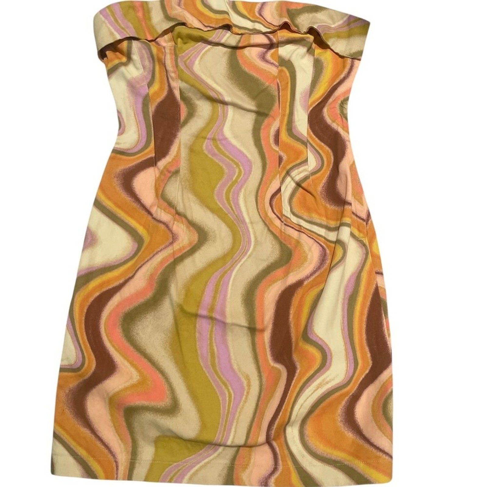 Wild Fable Retro Multicolor Swirl Strapless Bodycon Mini Dress Size XS