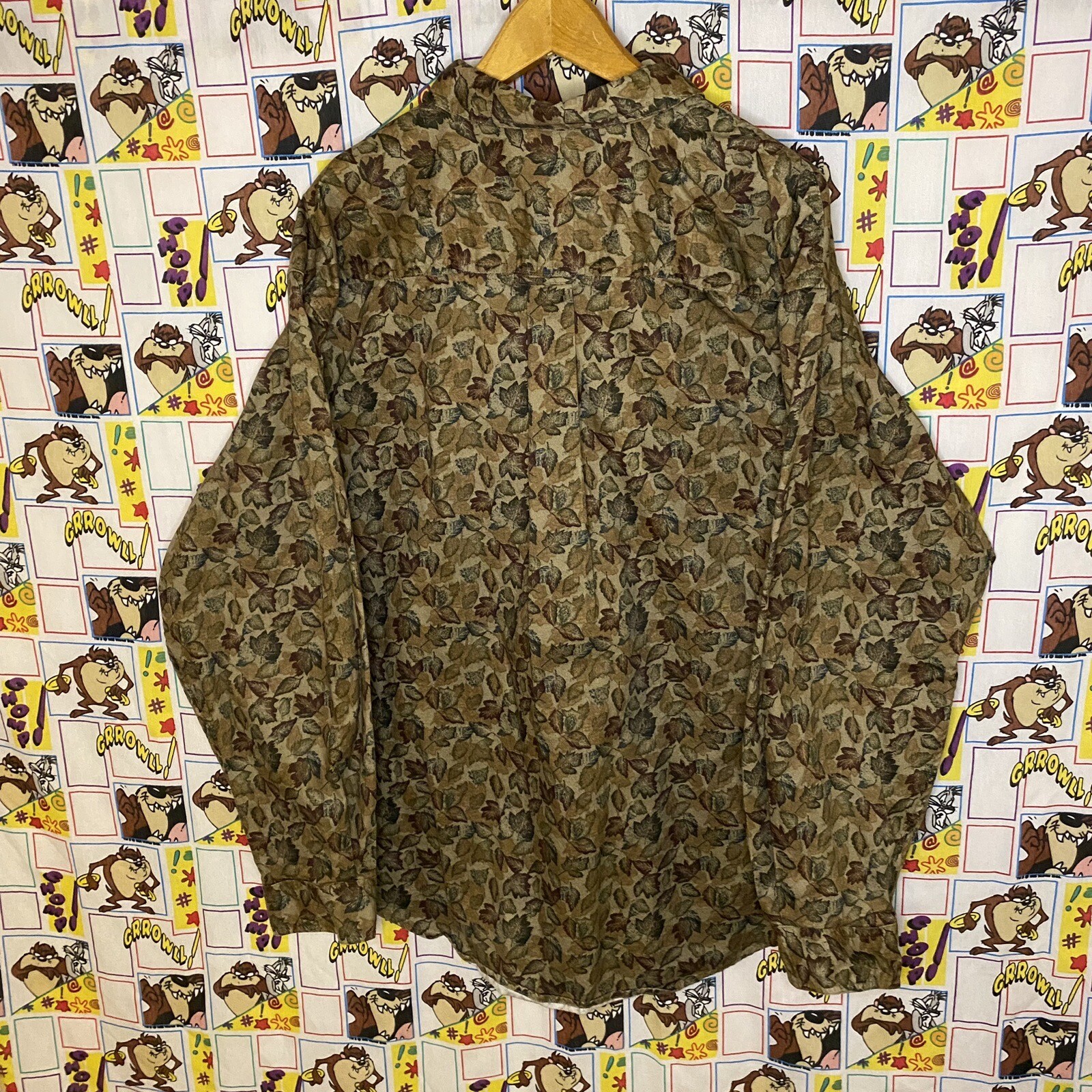 Mens 2XL Catalina Long Sleeve Button Up Shirt Leaf AOP Nature Fall Leaves Earth