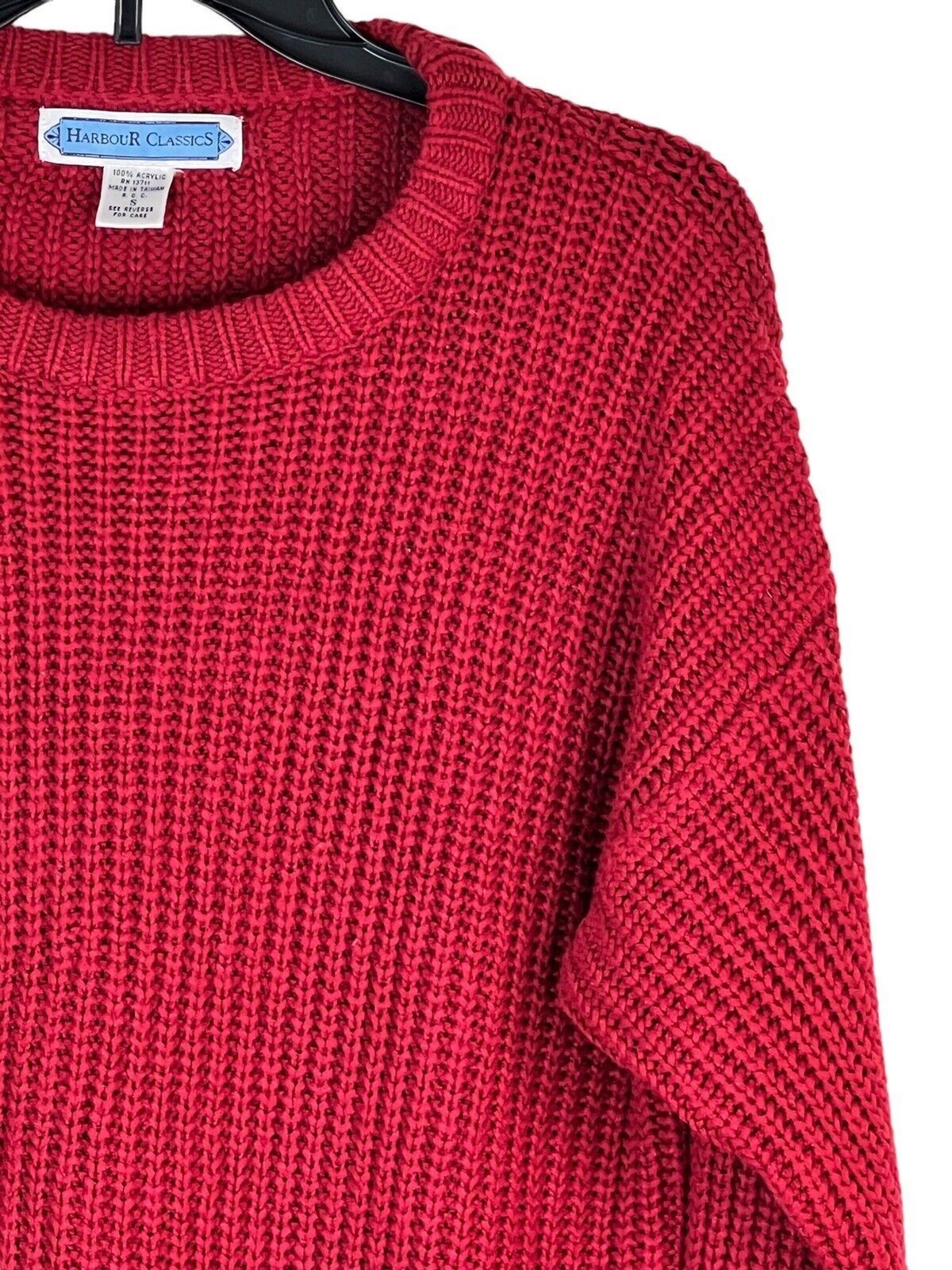 Harbour Classics Crew Red Sweater Oversized Small Preppy Collegiate Old Money