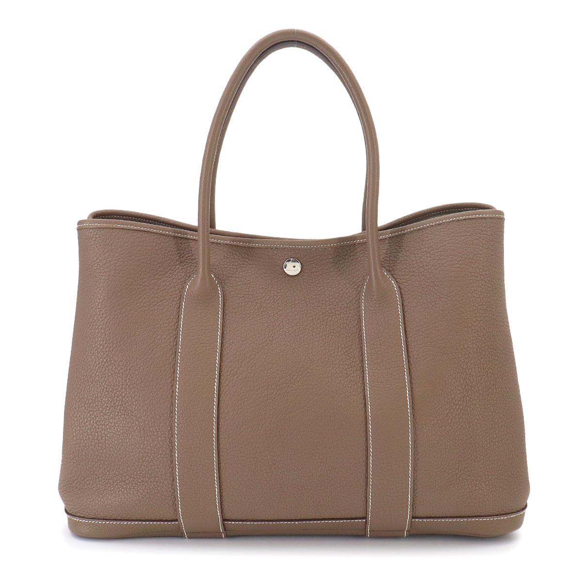 HERMES Garden Party PM Tote Bag Negonda Leather Etoupe Purse 90323872