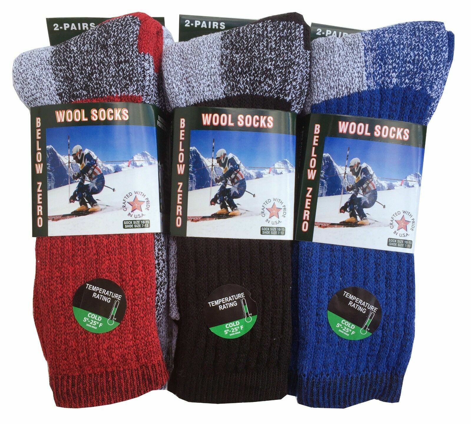 6 Pairs Merino Wool Socks Mens Thermal Socks Insulated for Cold Weather 10-13