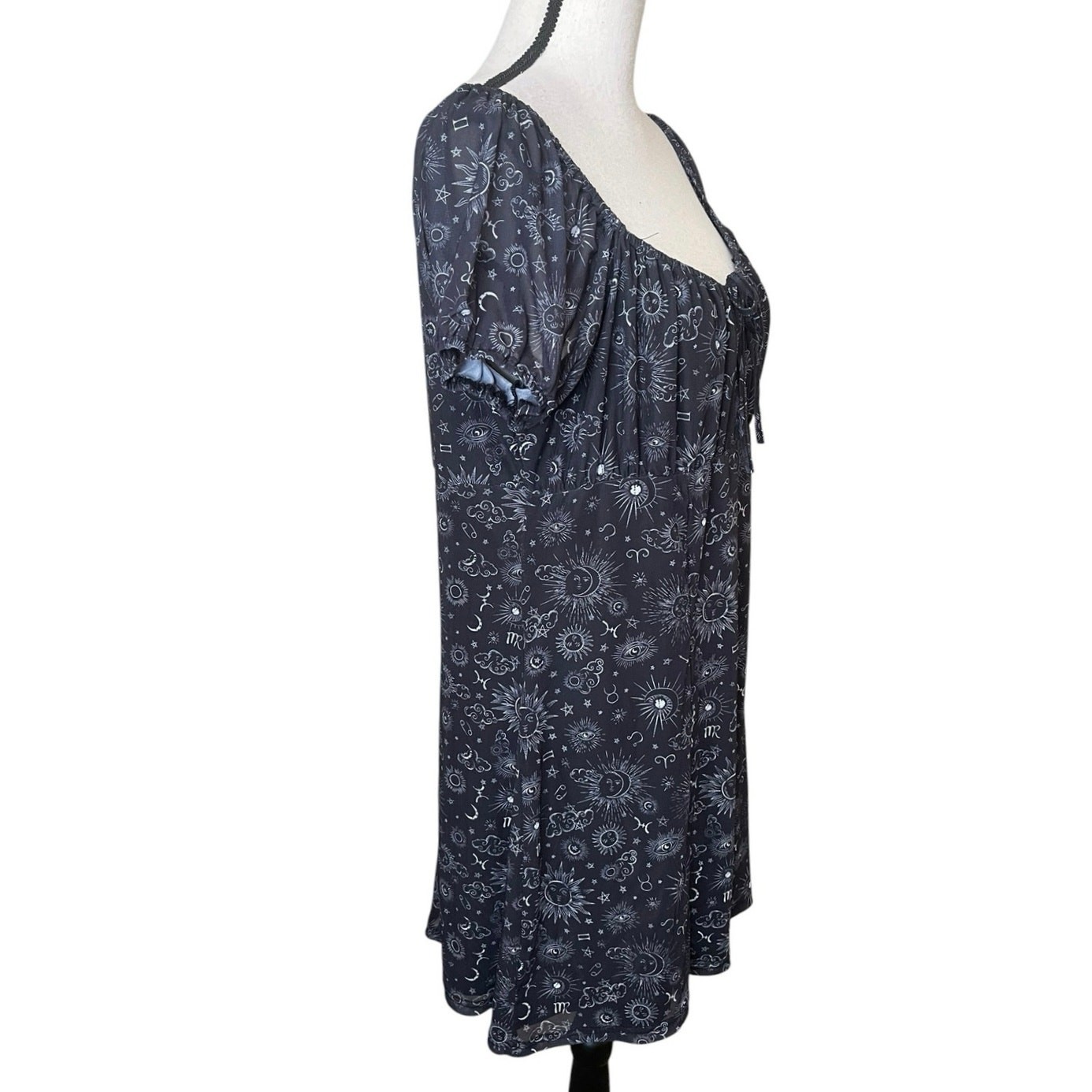 Hot Topic Daisy Street Black Celestial Icon Aline Dress XL Babydoll Whimsigoth