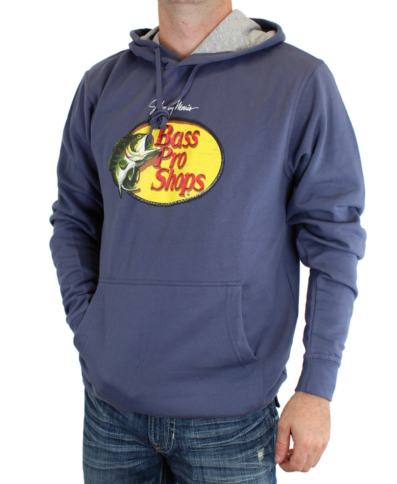 Bass Pro Shops Men’s Hoodie Woodcut Johnny Morris Logo Long Sleeve Fleece Lined