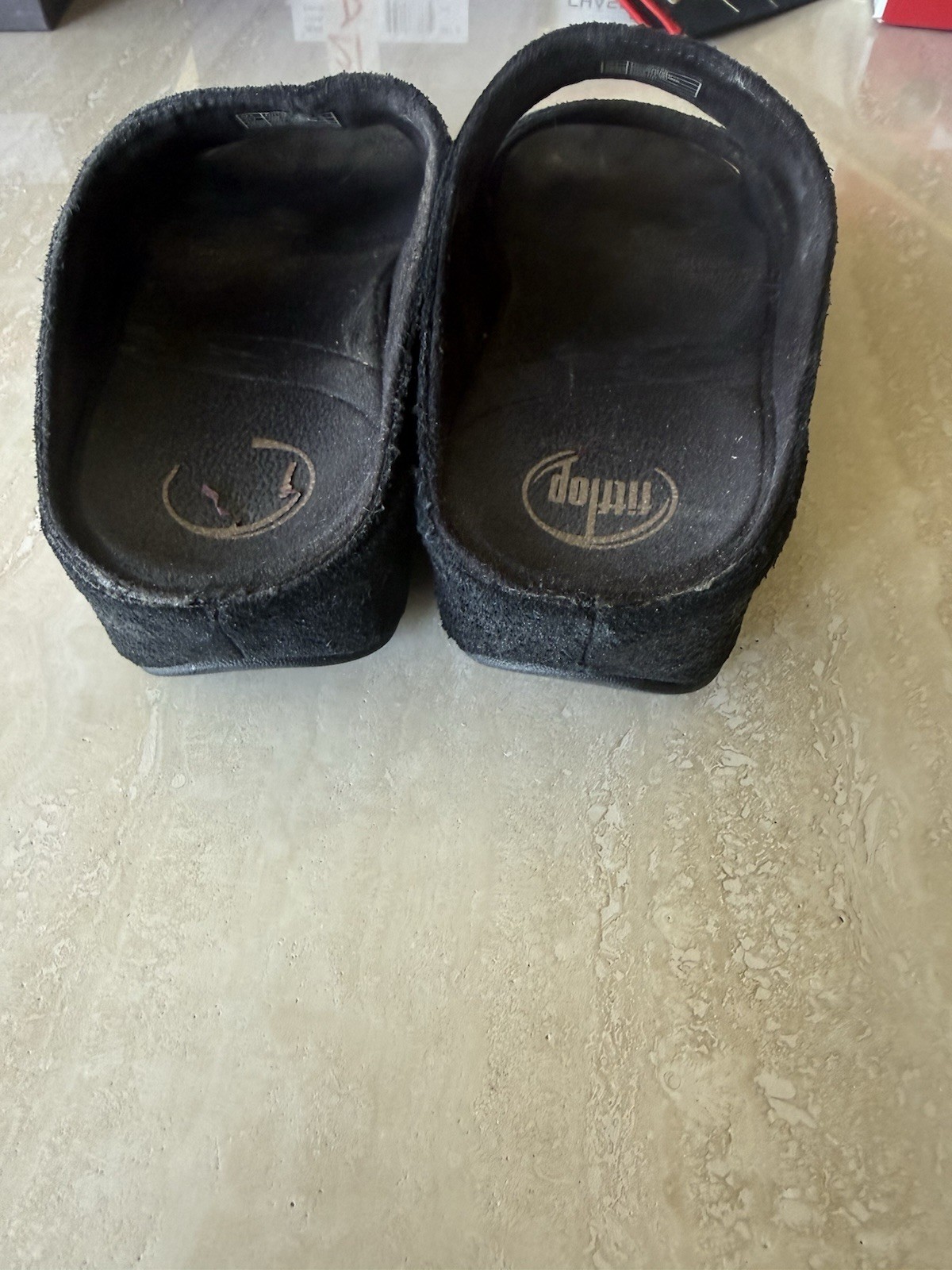 FitFlop Black Leather Wedge Slide Sandals Women’s US 7 Solid Slip On
