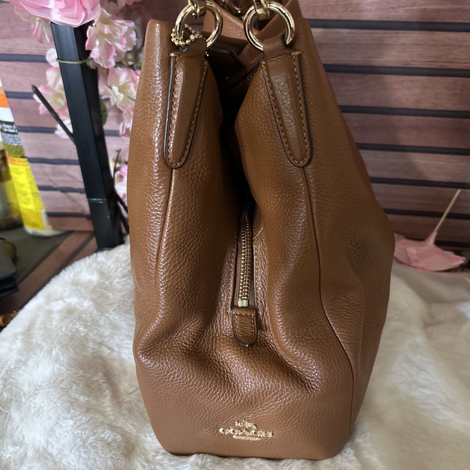 Coach Madison Phoebe 26224 Brown Pebbled Leather Hobo Shoulder Bag Purse