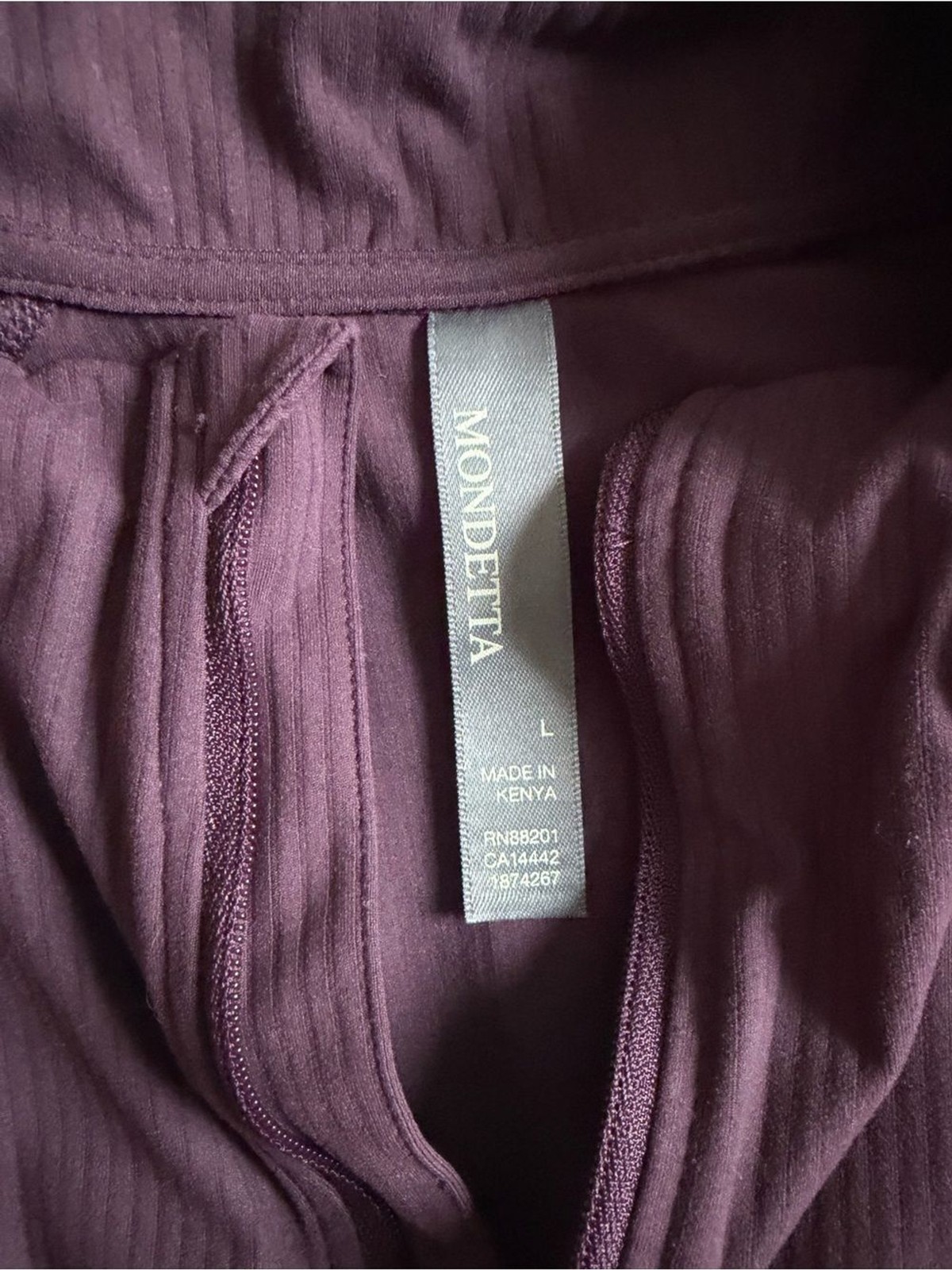Mondetta Maroon Ribbed 1/4 Zip Pullover Jacket Large Thumbholes Athletic