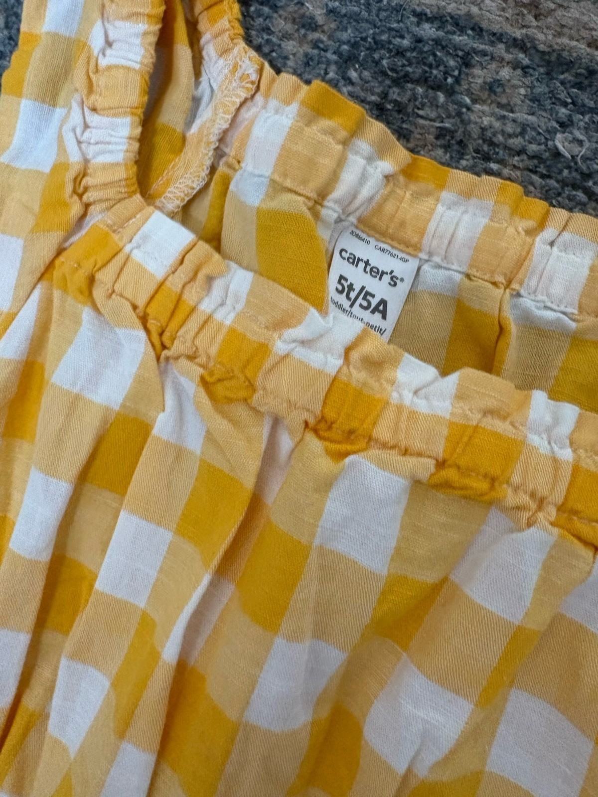 Carter’s Girls 5T Yellow White Gingham Smocked Sleeveless Square Neck Dress