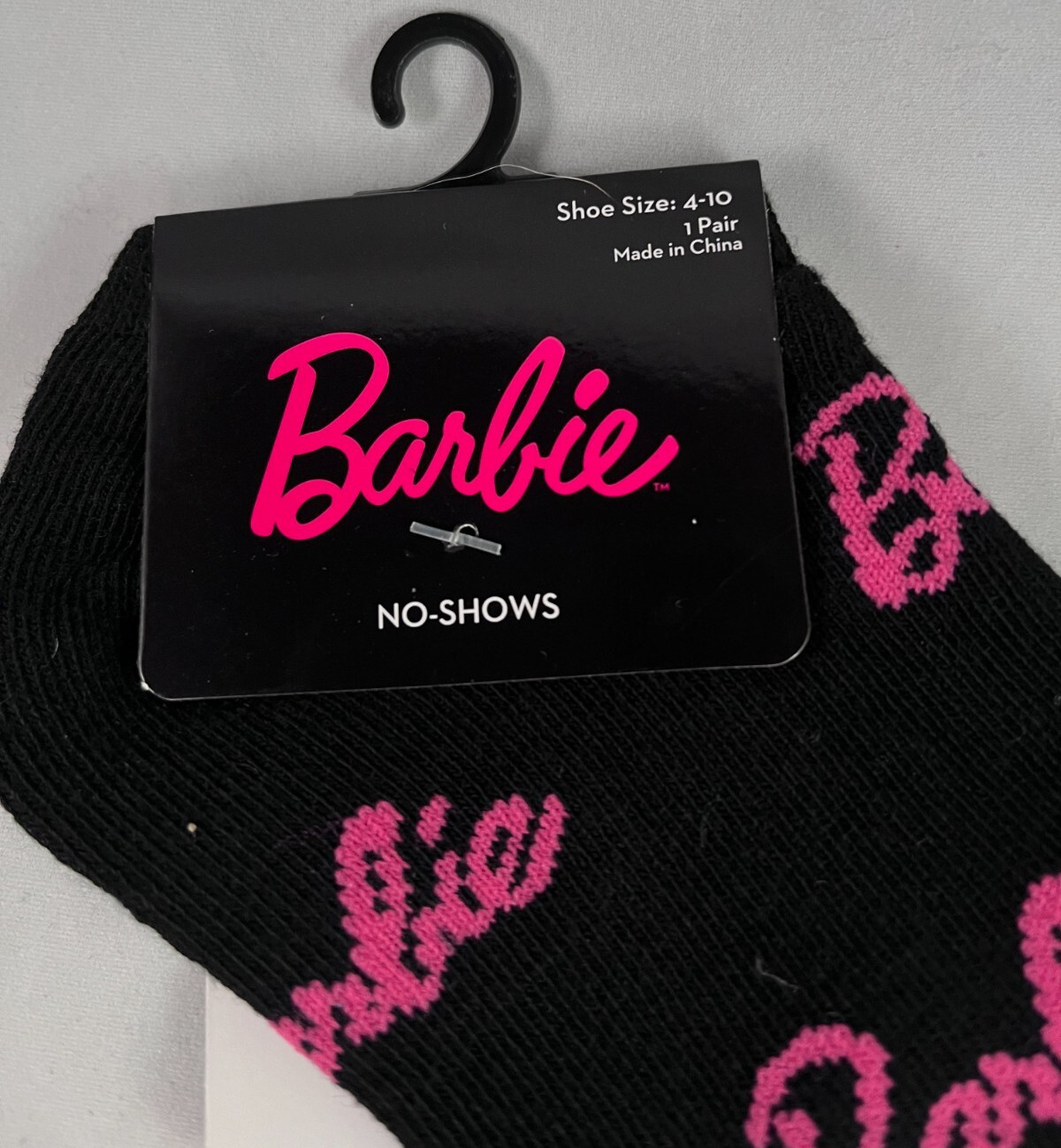 Mattel – Barbie – Black – 1 Pair -No Show Socks – Size Womans 4-10