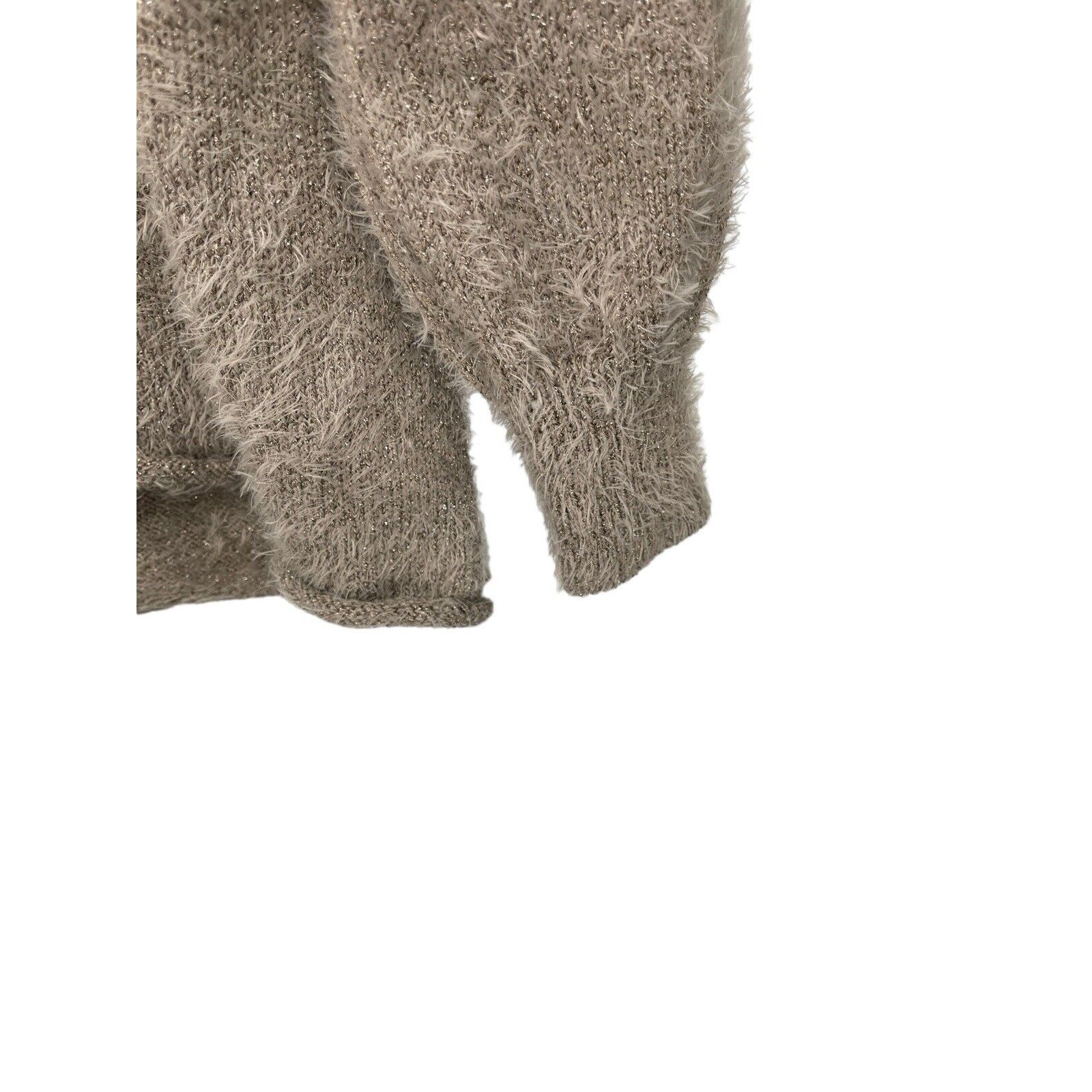 NWT Soft Surroundings Subtle Shimmer Sweater Eyelash Fuzzy Greystone Medium