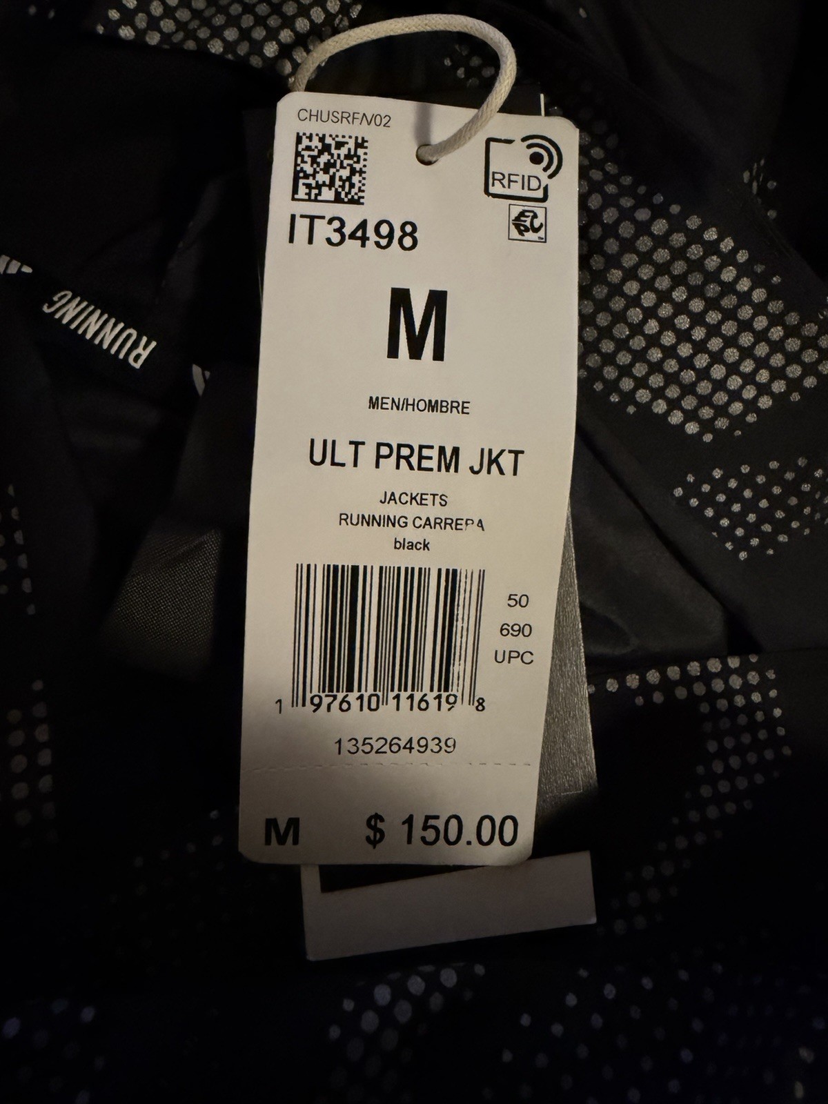 Adidas Ultimate Wind.RDY “Black” Running Carrera Jacket IT3498 Men’s Size Medium