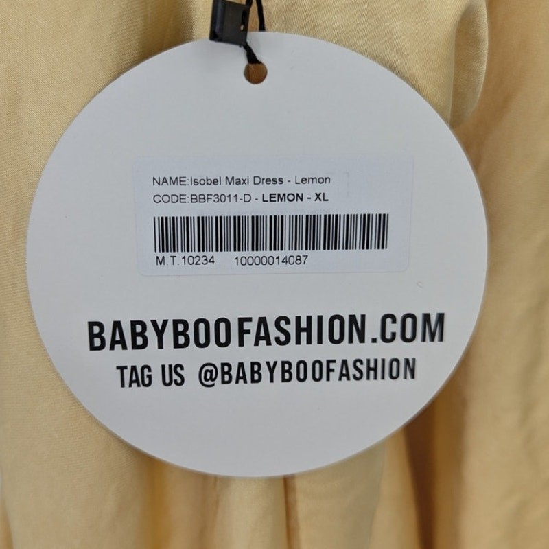 Babyboo Isobel Lemon Yellow Lace Up Back Maxi Dress XL NWT
