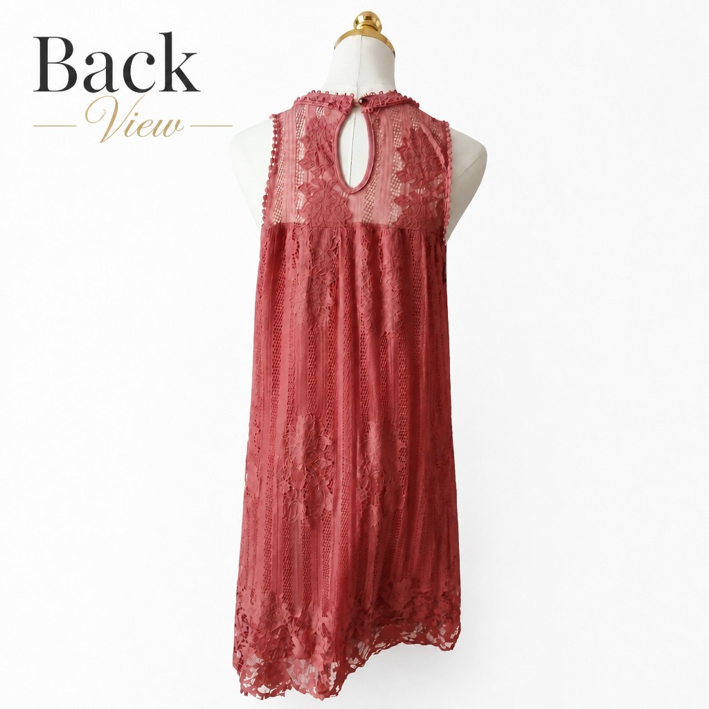 No Boundaries Pink Lace Mini Dress Size L 11 13 Sleeveless Boho Shift Dress