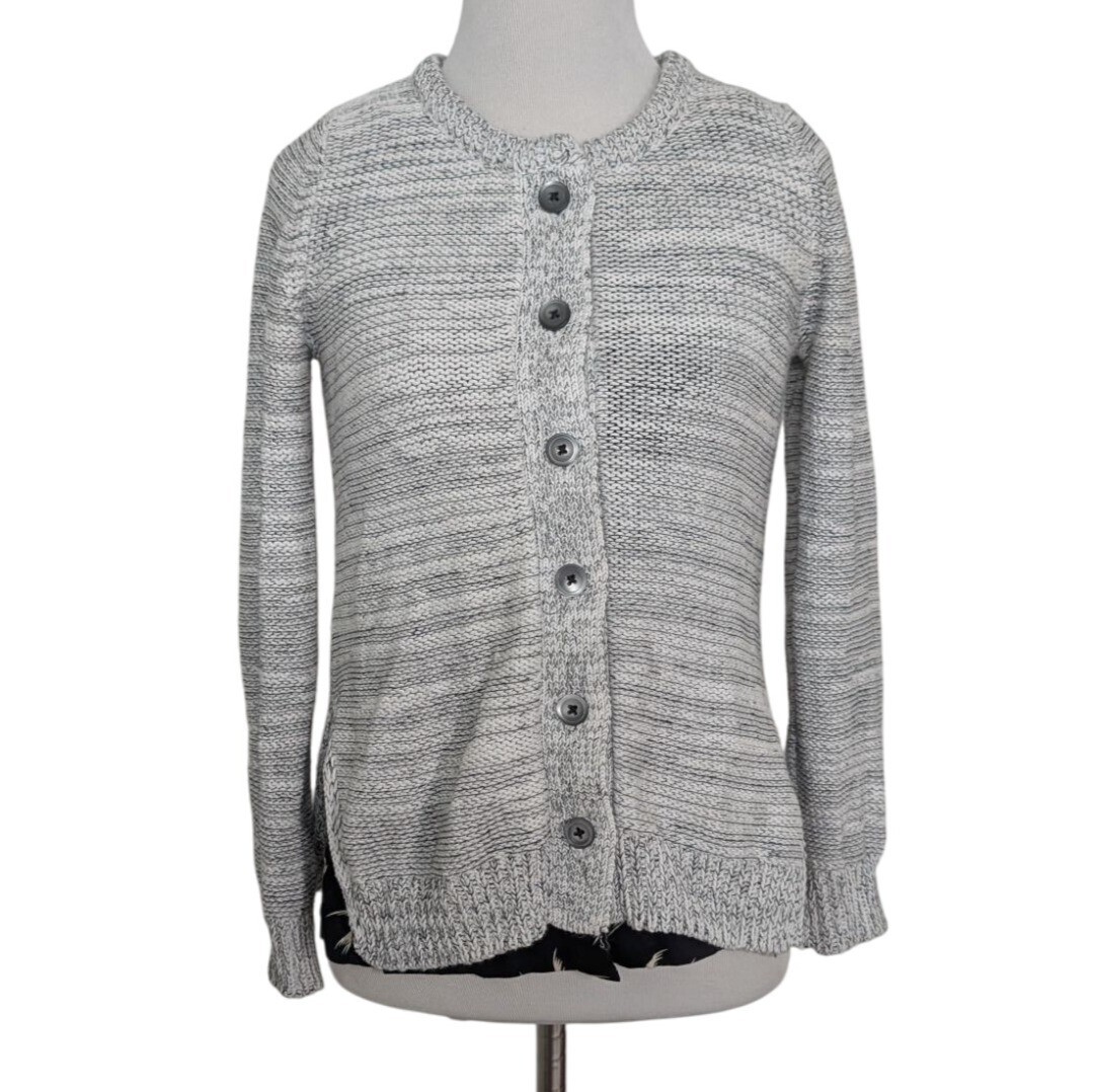 Field & Flower Bird Print Marled Cardigan Womens Size Small Whimsical Layered