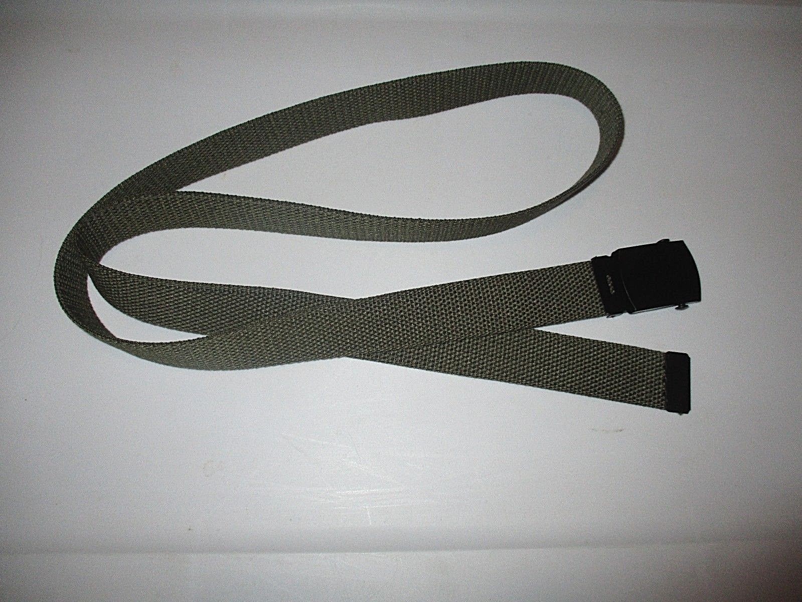 US MILITARY GRADE OD GREEN HEAVY WEB BELT WITH BLACK BUCKLE 54 INCHES USA MADE
