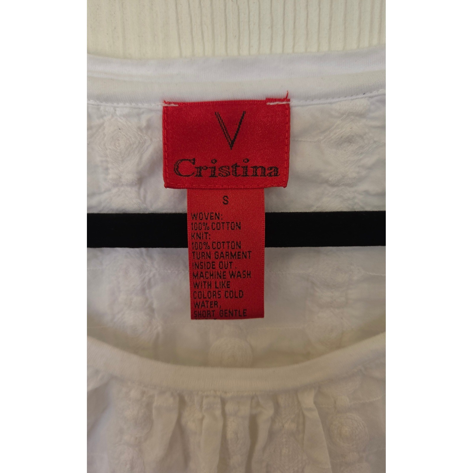 V Cristina White Embroidered Lace Cotton Top Sz S Milkmaid Cottage Peasant Fairy