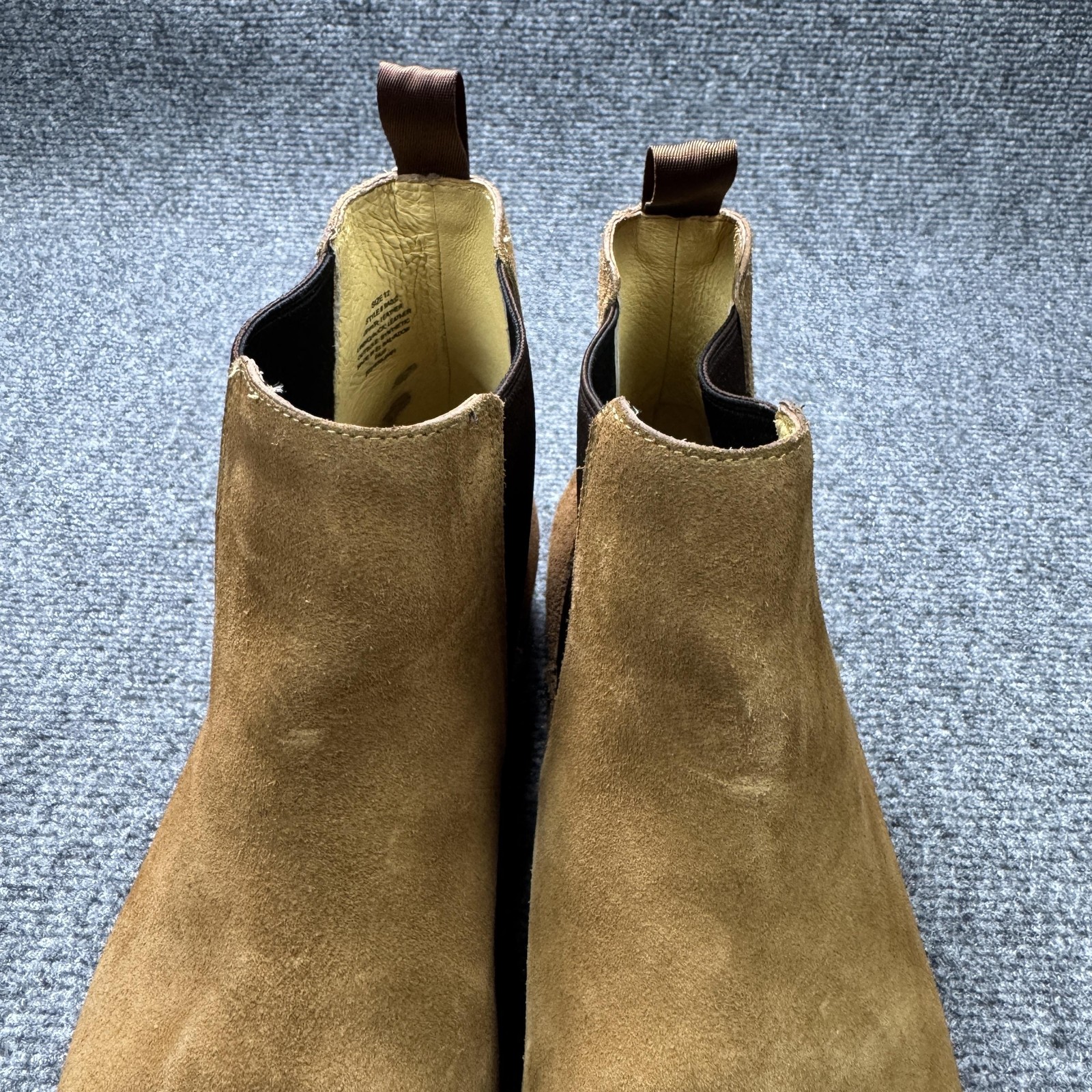 J.Crew Chelsea Boots Mens 12 Brown Suede Elastic Gore Pull Tabs BA032