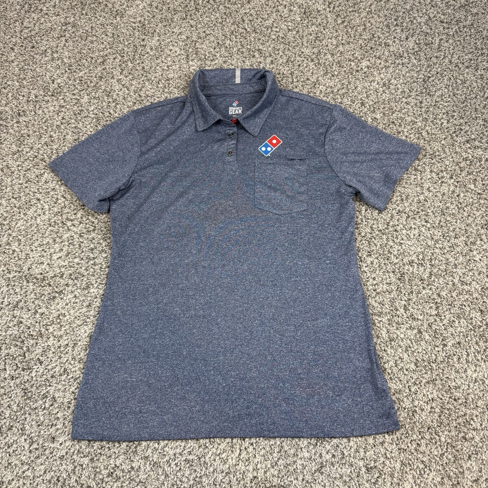 Domino’s Gear Polo Shirt Mens Medium Blue Heather Pizza Uniform Work