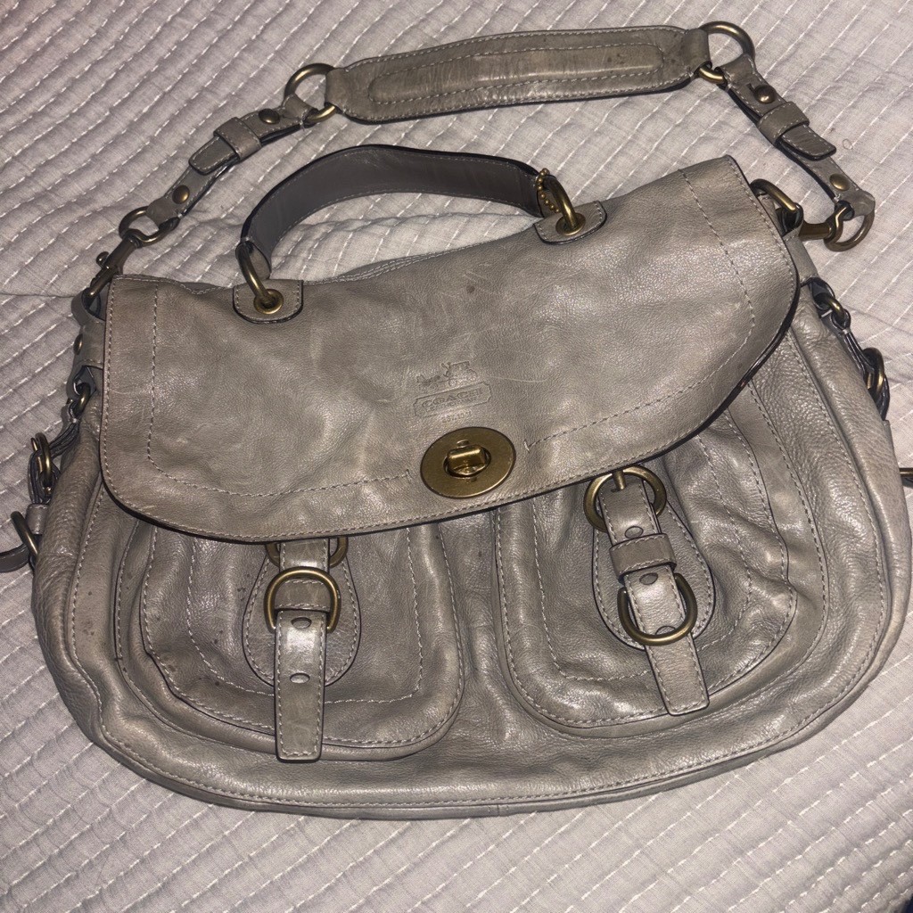 COACH 12655P Legacy Garcia 65th Leather Shoulder Bag Gray Gold Hardware USA Rare