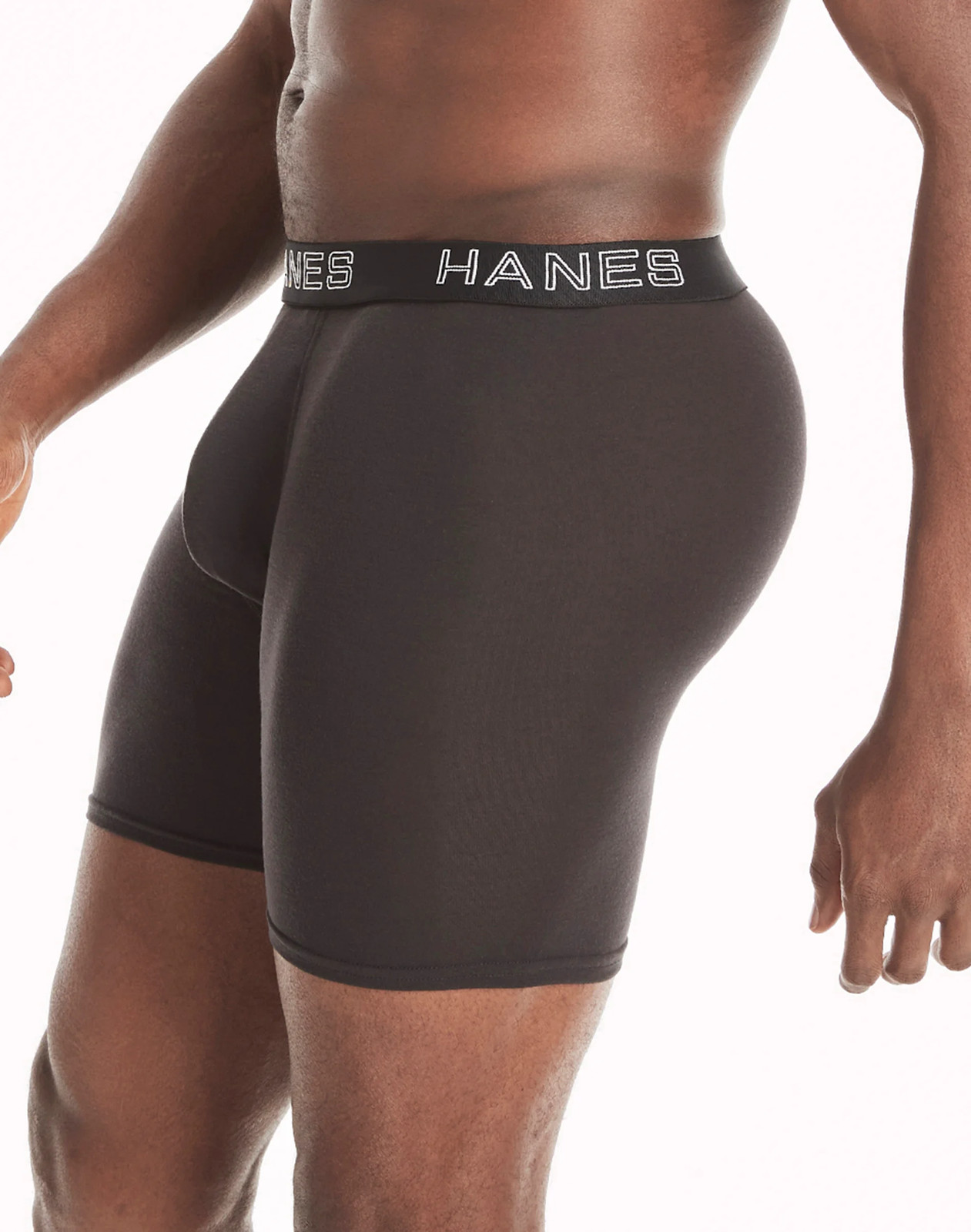 Hanes 4-Pack Men’s Ultimate Long Leg Boxer Comfort Flex Fit Brief Black/Grey