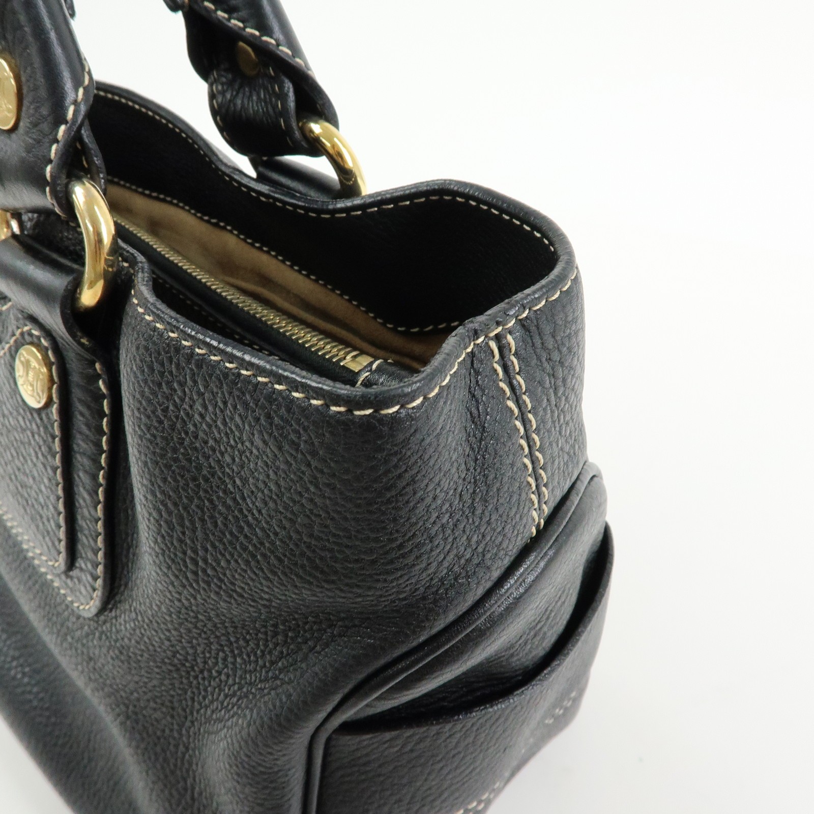 CELINE Leather Boogie Bag Hand Bag Black Authentic Used F/S