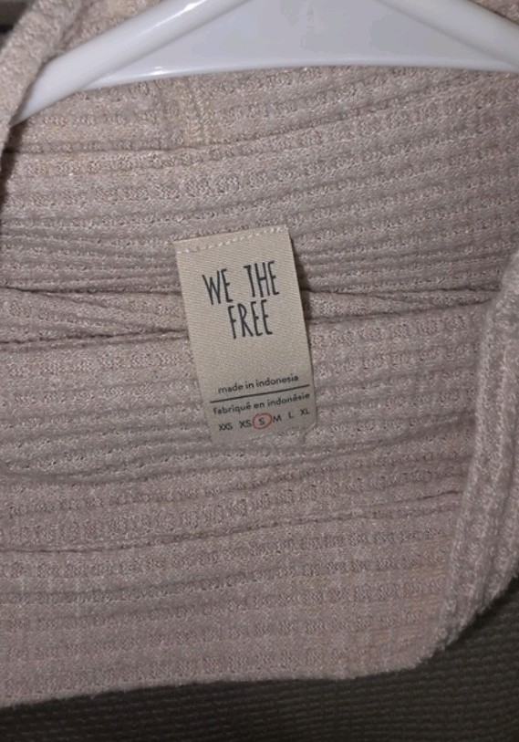 We The Free Beige Rib-Knit Cowl Neck Pullover Sweater Long Sleeve M