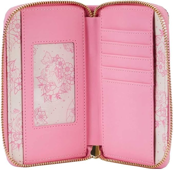 Loungefly Disney Princess Tattoo AOP Zip Around Wallet Jasmine Mulan Cinderella