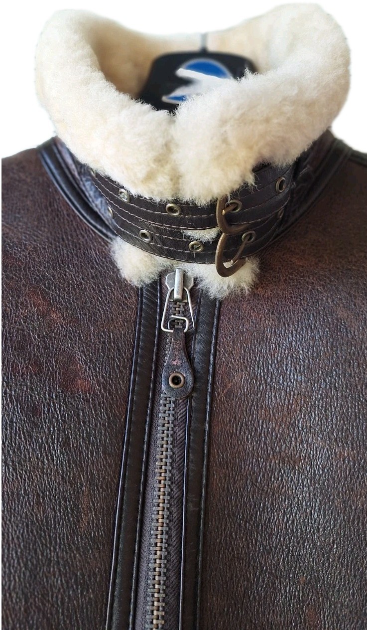 AVIREX Type B-3 Leather Flight Mouton Bomber Jacket brown size M 80’s Korea