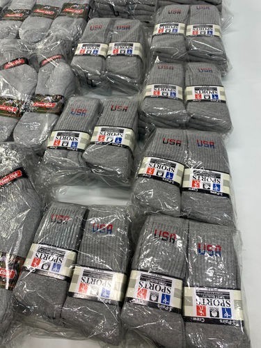 Wholesale Men’s Gray Power Club Sport & Sport USA Crew Socks 72 Pairs