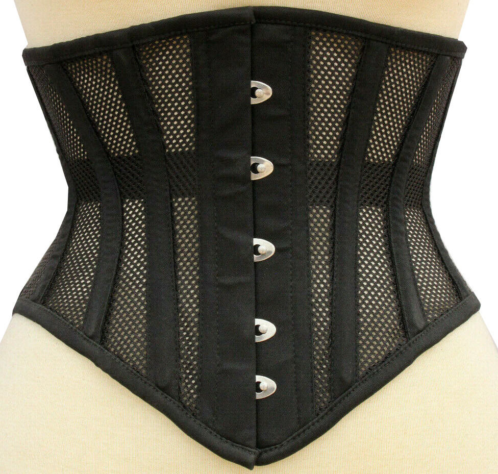 Heavy Duty Steel Boned Under Bust Cincher Hourglass Waist Training Mesh Corset