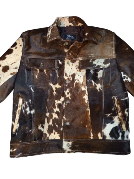 Men’s Cowhide Leather Jacket Real Hair on Pony Skin Western Style Rodeo Coat