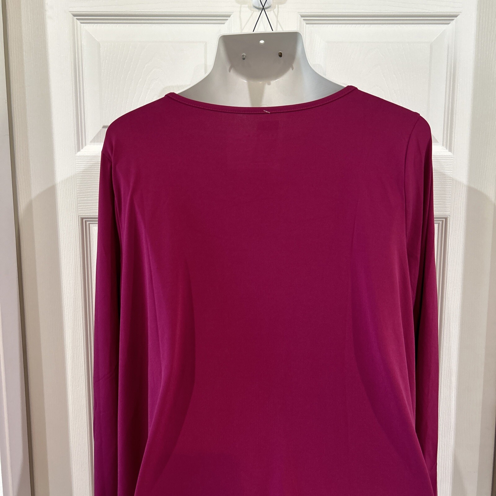 Susan Graver 1XL Petite Modern Essential Liquid Knit Tunic Blouse Raspberry Pink