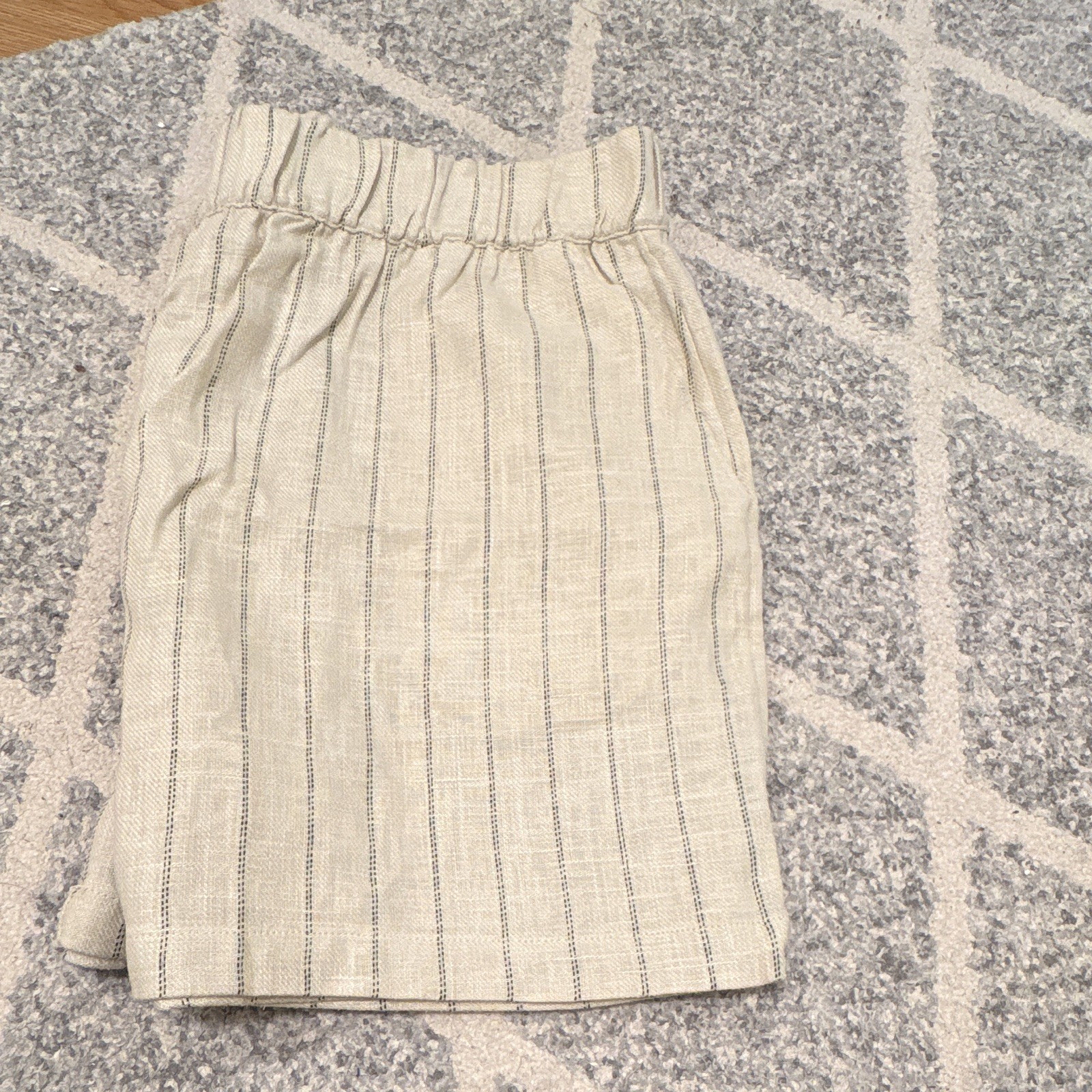 BLANKNYC Linen Blend Striped Pull-On Chino Shorts Elastic Waist Women XL 5″