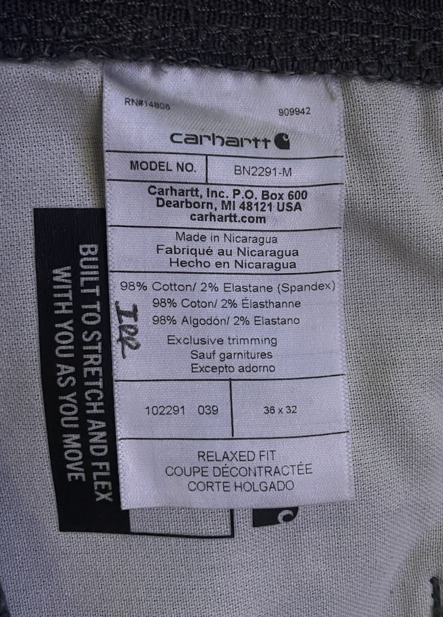 CARHARTT Relaxed Fit NWT Rugged Flex 36 x 32 Mens Pants Jeans Gray 102291 New