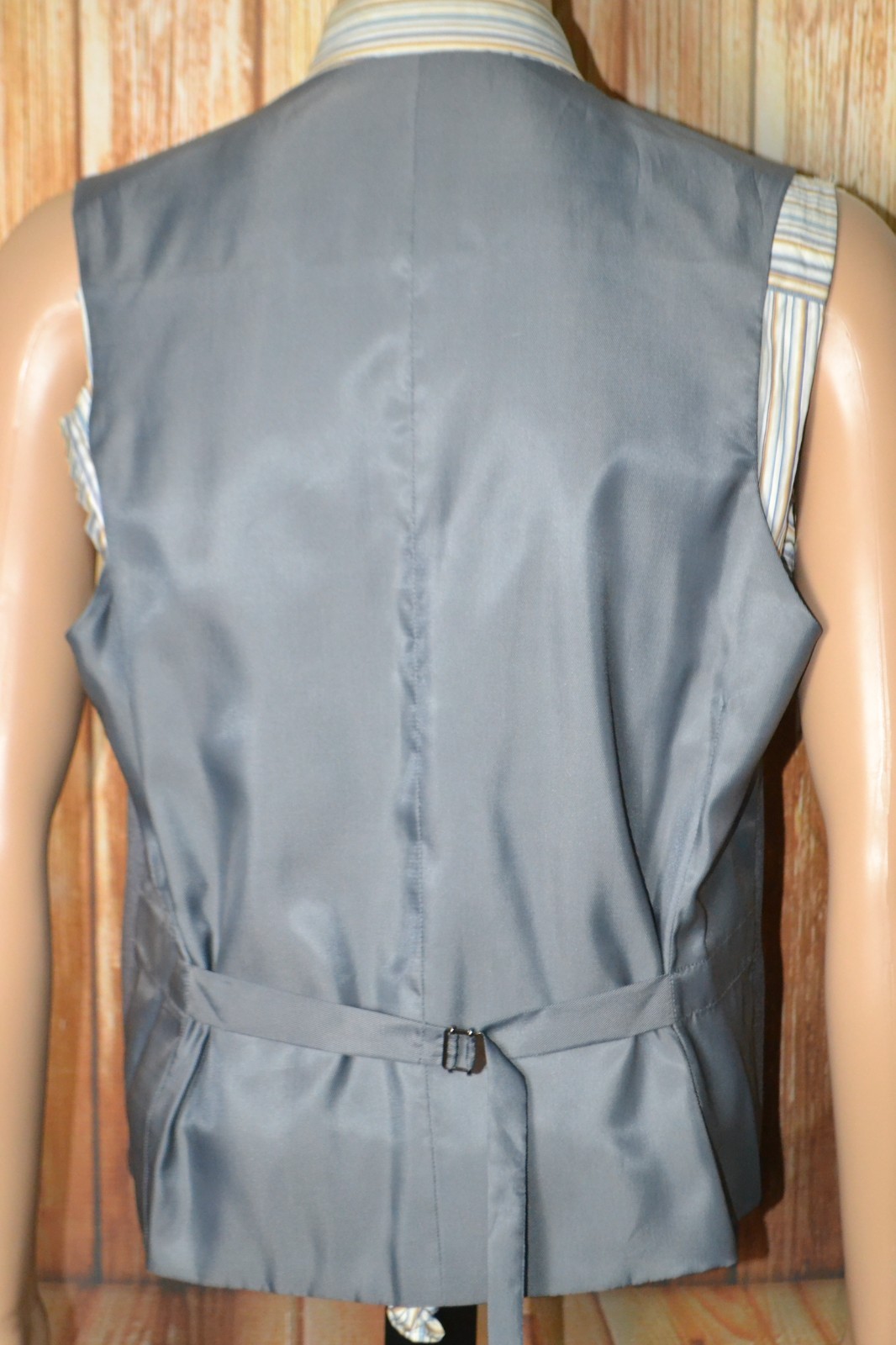 Pronto Uomo Men Gray Polyester Blend 2 Button 3pcs Suit Sz 42R Wst 38×28
