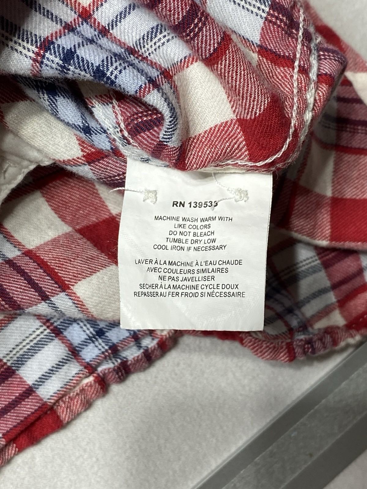 Grayers Clothiers Mens Large Plaid Button Down Shirt Cotton Linen Red Blue