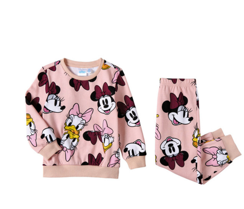 Disney Minnie Daisy Duck Girls 2pc Sweat Set XS Allover Print 100% Cotton Pink