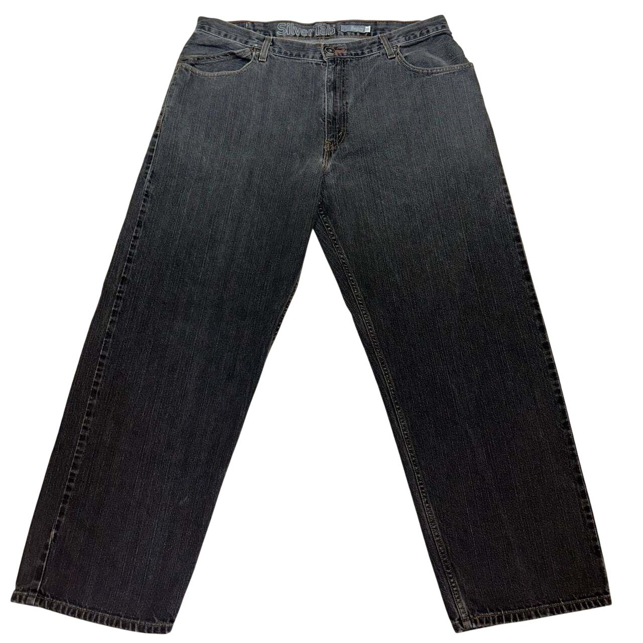 Levi’s SilverTab Baggy Mens 38×32 Black Gray Faded Wash Wide Leg Denim Jeans Y2K