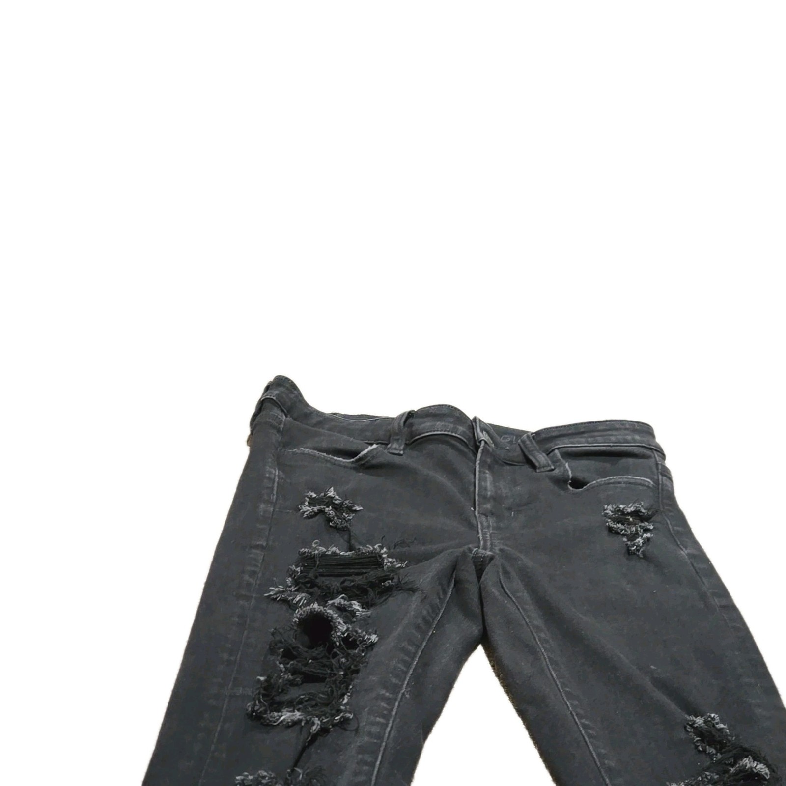 American Eagle Black Distressed Jeggings Womens Size 2 Skinny Jeans Stretch