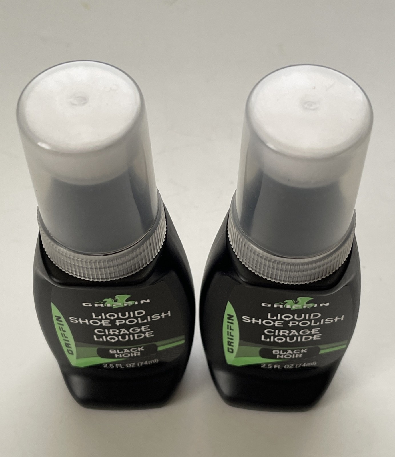 Lot of 2 Griffin Liquid Shoe Polish Black Noir 2.5 FL OZ (74ml) Expires 2034