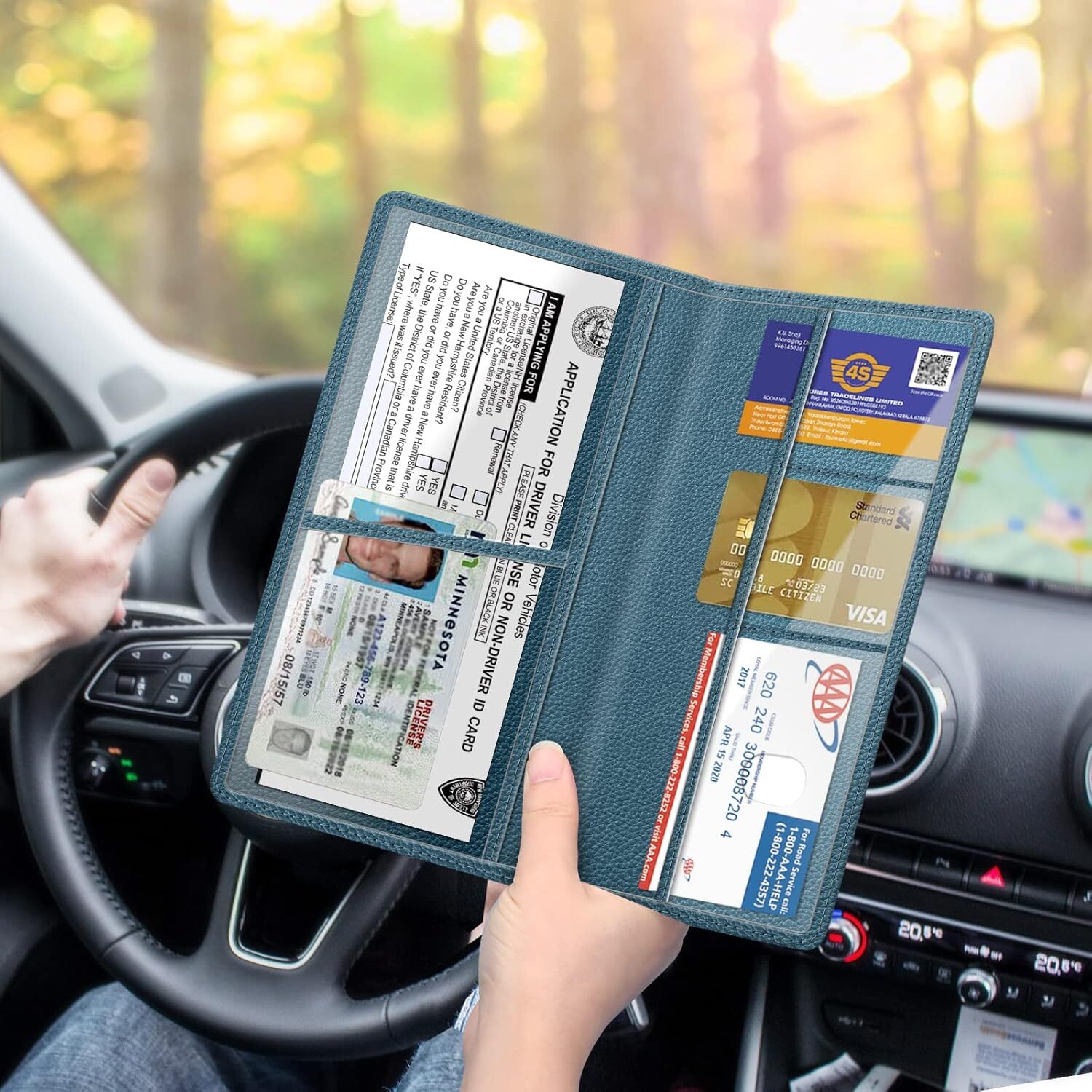 Car Registration Insurance Card Holder Vehicle Glove Box Card Organizer Wallet