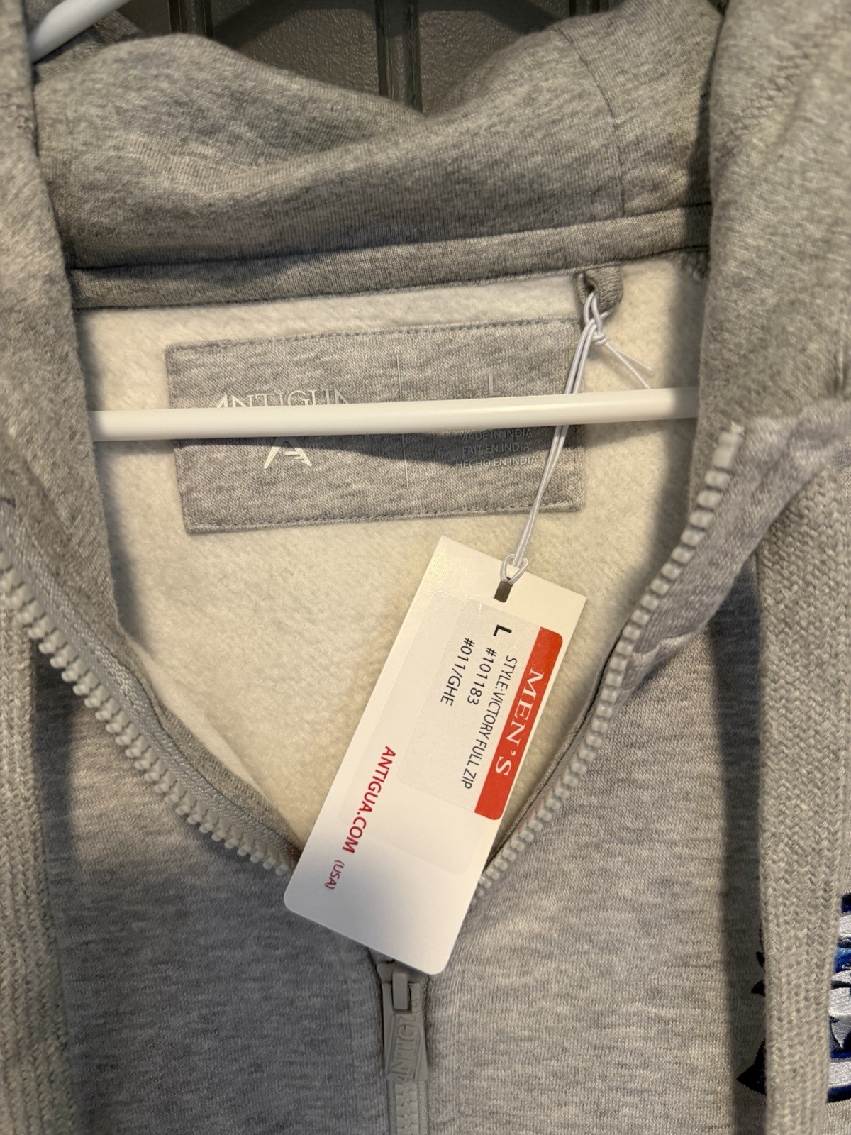 Antigua A-Line Creighton Bluejays Logo Gray Full Zip Fleece Hoodie Men’s L